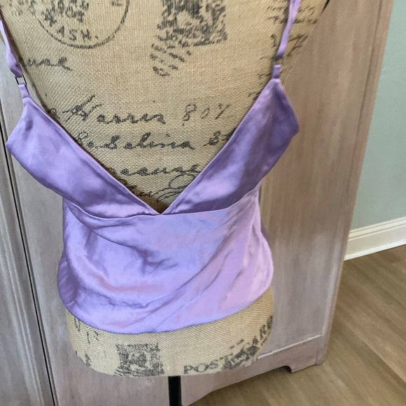 Express Camisole Small stretch Silk Purple Cami Tank Vintage y2k Straps 90s sexy - Picture 9 of 13